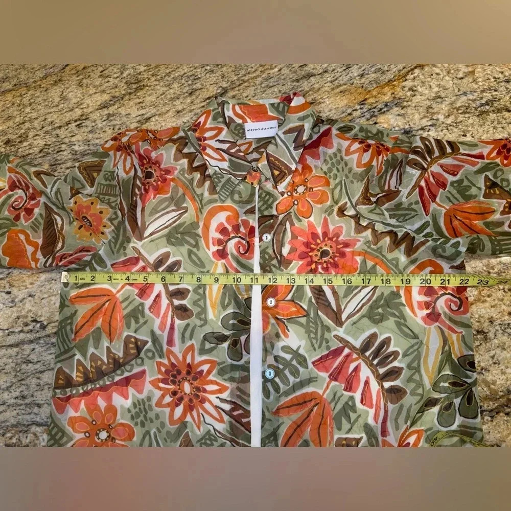 Alfred Dunner Women's Size 10 Blouse Tank Top Floral Fall Colors ¾ Sleeve - Picture 9 of 9
